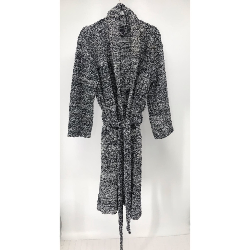 Barefoot Dreams Cozy Chic Blue White Chenille Belted Robe Size 1 Womens